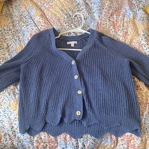 Lauren Conrad Steel Blue Cardigan, Ivory Buttons (S)